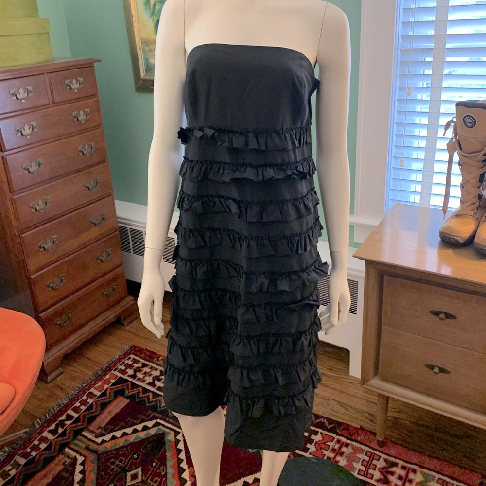 Gap silk/cotton strapless ruffle dress